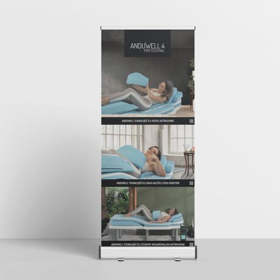 ANDUWELL Dijital Baskılı 85x200 Roll-Up Banner Reklam Standı Model 3