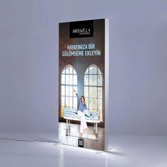 ANDUWELL Çift Taraflı Dijital Baskılı 80x175 Light Box Reklam Standı