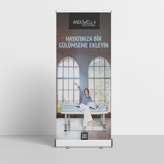 ANDUWELL Dijital Baskılı 85x200 Roll-Up Banner Reklam Standı Model 1